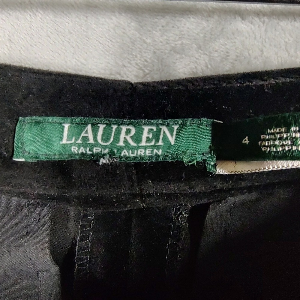 Lauren Ralph Lauren Womens Black Velvet Straight Leg Trousers Pants Size 4 - Picture 3 of 9